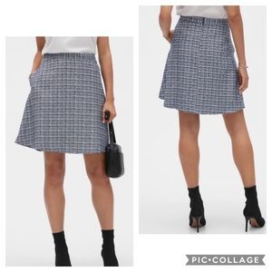 Banana Republic Navy Boucle Fit & Flare Skirt